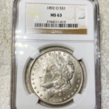 1892-O Morgan Silver Dollar NGC - MS63