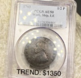 1793 Washington Half Penny PCGS - AU50