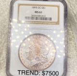 1893-CC Morgan Silver Dollar NGC - MS61