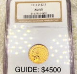 1911-D $2.50 Gold Quarter Eagle NGC - AU55