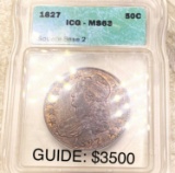 1827 Capped Bust Half Dollar ICG - MS63 SQ BS 2