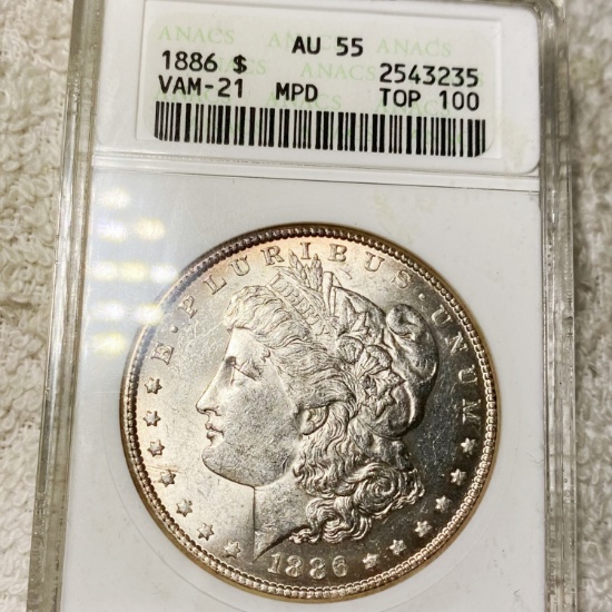 1886 Morgan Silver Dollar ANACS - AU55 MPD