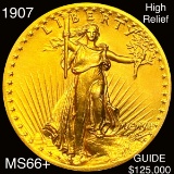 1907 High Relief $20 Gold Double Eagle SUPERB GEM