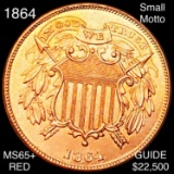 1864 Two Cent Piece GEM BU RED SML MOTTO