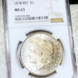 1878 8TF Morgan Silver Dollar NGC - MS63