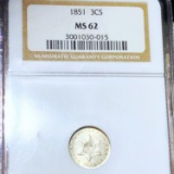 1851 Three Cent Silver NGC - MS62