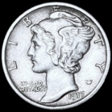 1917-D Mercury Silver Dime NEARLY UNC