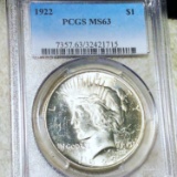 1922 Silver Peace Dollar PCGS - MS63