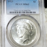 1925 Silver Peace Dollar PCGS - MS63