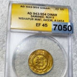 AD 943-954 Gold Dinar ANACS - EF45