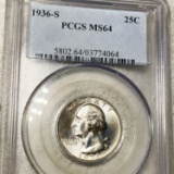1936-S Washington Silver Quarter PCGS - MS64