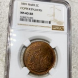 1889 Haiti Two Cent NGC - MS 65 RB