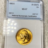 1950-S Washington Silver Quarter NNC - MS67