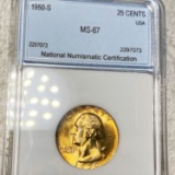 1950-S Washington Silver Quarter NNC - MS67
