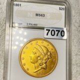 1861 $20 Gold Double Eagle NGS - MS63