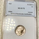 1931 Mercury Silver Dime NNC - MS 66 FB