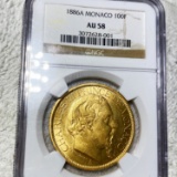1886A Monaco Gold 100 Francs NGC - AU58
