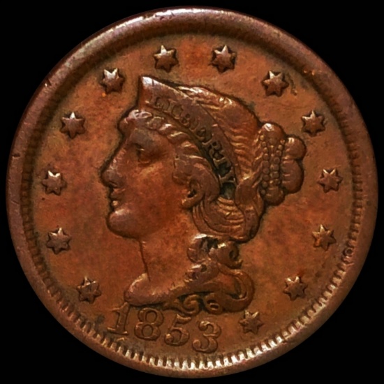 1853 Braided Hair Large Cent LIGHTLY CIRCULATED