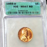 1955-D Lincoln Wheat Penny ICG - MS 67 RD