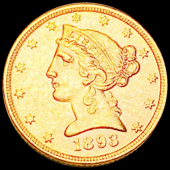 1893 $5 Gold Half Eagle UNCIRCULATED