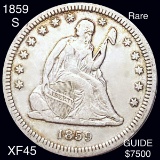 1859-S Seated Liberty Silver Quarter LIGHTLY CIRC