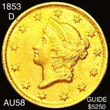 1853-D Rare Dahlonega Gold Dollar CHOICE AU