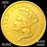 1855-O Three Dollar Gold Piece CHOICE AU