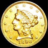 1890 $2.50 Gold Quarter Eagle UNCIRCULATED