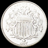 1867 Shield Nickel UNC RAYS