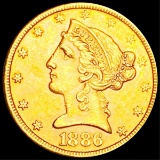 1886-S $5 Gold Half Dollar UNCIRCULATED