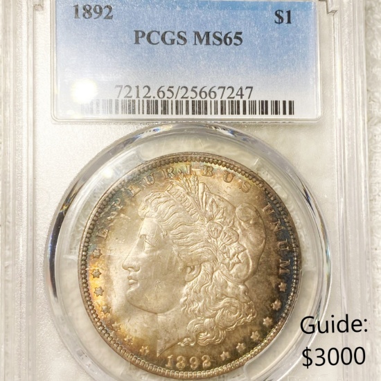 1892 Morgan Silver Dollar PCGS - MS65