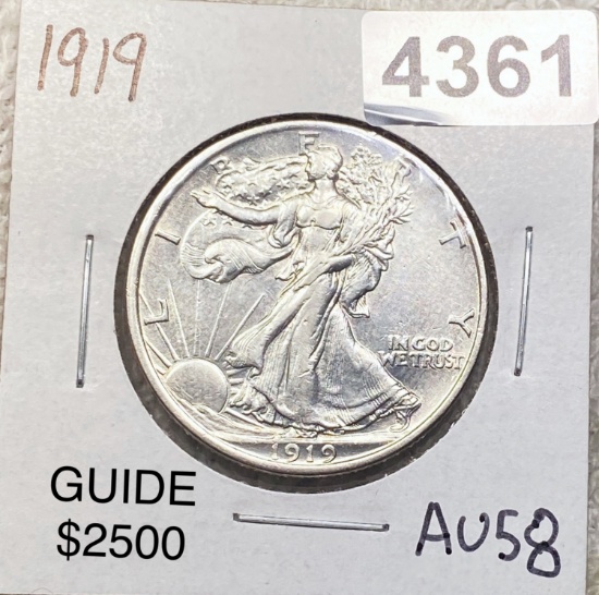 1919 Walking Half Dollar CHOICE AU