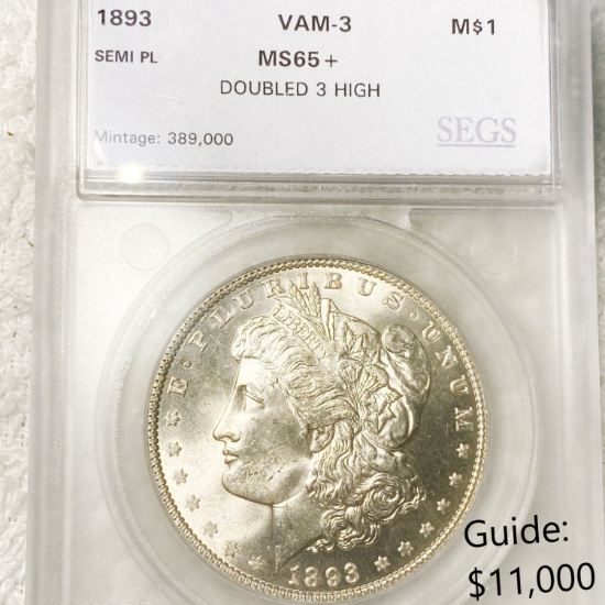 1893 Morgan Silver Dollar SEGS - MS65+ VAM-3