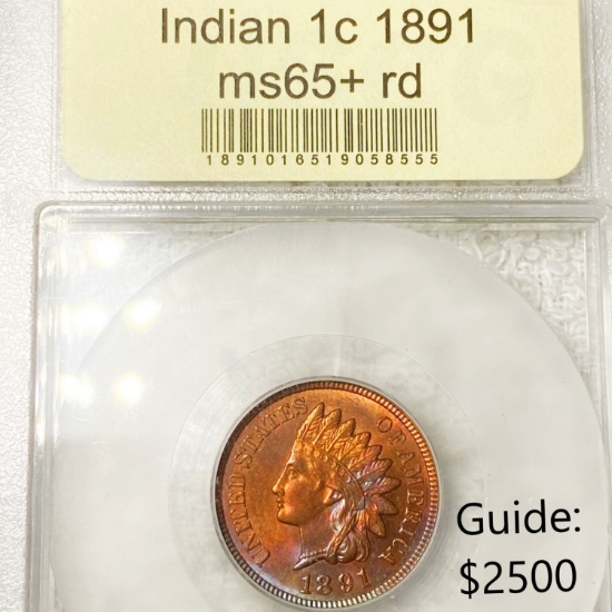 1891 Indian Head Penny USCG - MS65+ RD