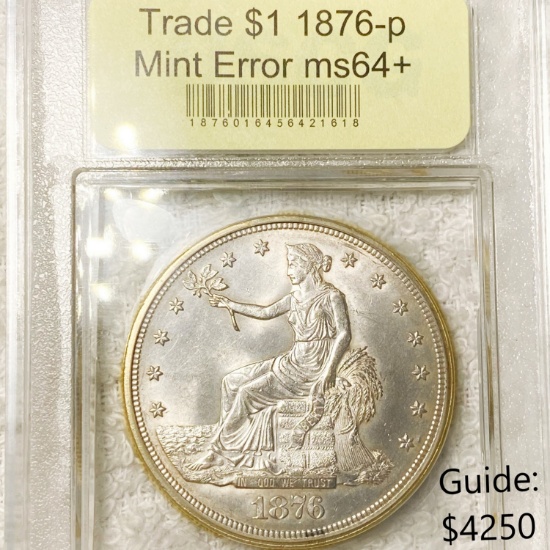 1876 Silver Trade Dollar USCG - MS64+