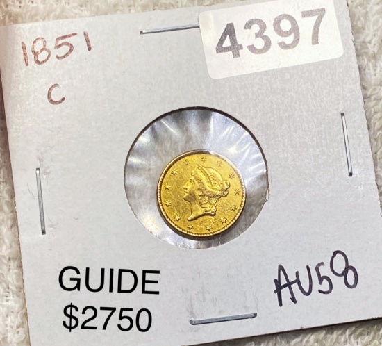 1851-C Rare Gold Dollar CHOICE AU