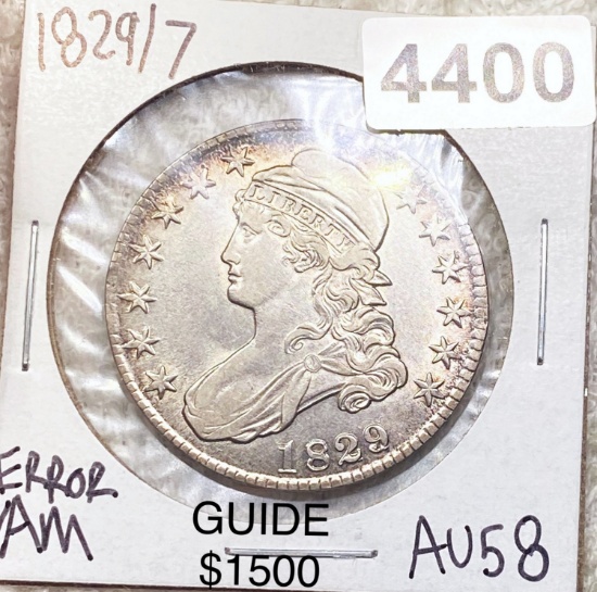 1829/7 Capped Bust Half Dollar CHOICE AU