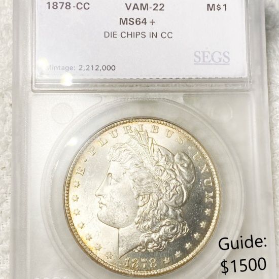 1878-CC Morgan Silver Dollar SEGS - MS64+ VAM-22