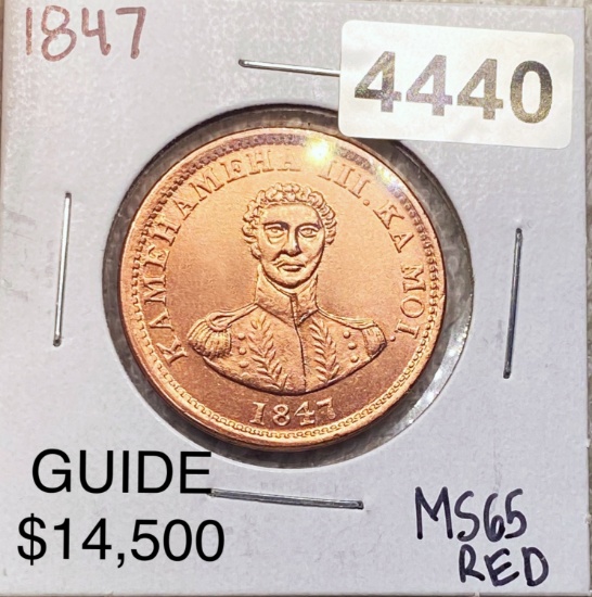 1847 Hapa Haneri Large Cent GEM BU RED