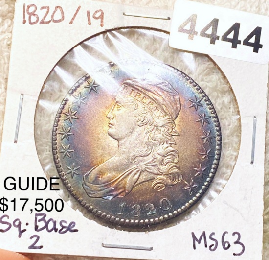 1820/19 Capped Bust Half Dollar CH BU SQ BASE 2