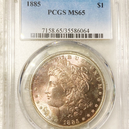 1885 Morgan Silver Dollar PCGS - MS65