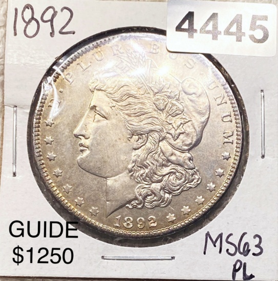 1892 Morgan Silver Dollar CHOICE BU PL