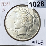 1934-S Peace Silver Dollar CHOICE AU