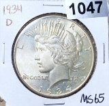1934-D Peace Silver Dollar GEM BU