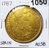 1787 Gold Spanish 8 Escudos CHOICE AU