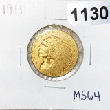 1911 Gold Half Eagle $5 UNCIRCULATED
