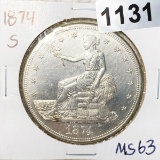 1874-S Trade Silver Dollar UNCIRCULATED