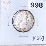 1900-S Barber Silver Quarter UNCIRCULATED