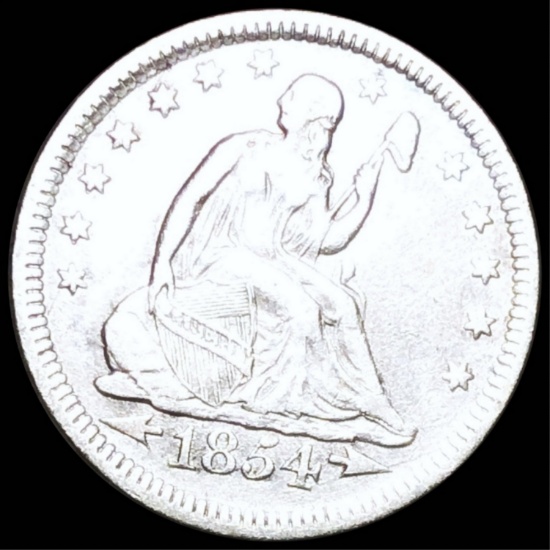 1854 Seated Liberty Quarter CLOSELY UNC