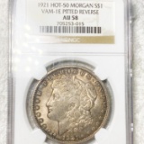 1921 Morgan Silver Dollar NGC - AU58 PITTED REV